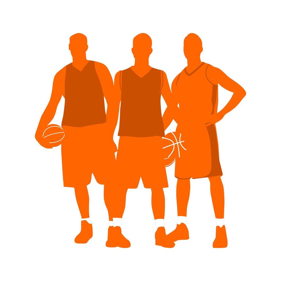 Silhouette of three Basketball Players in orange vector