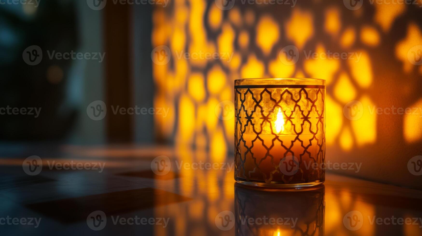 A candle is lit in front of a window photo