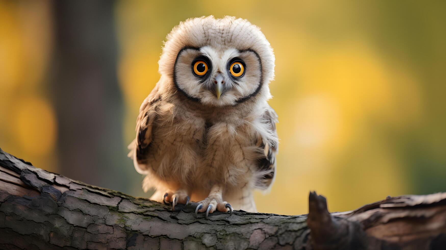 A closeup of a baby owl perched on a tree branch in nature wildlife photography serene environment captivating viewpoint photo