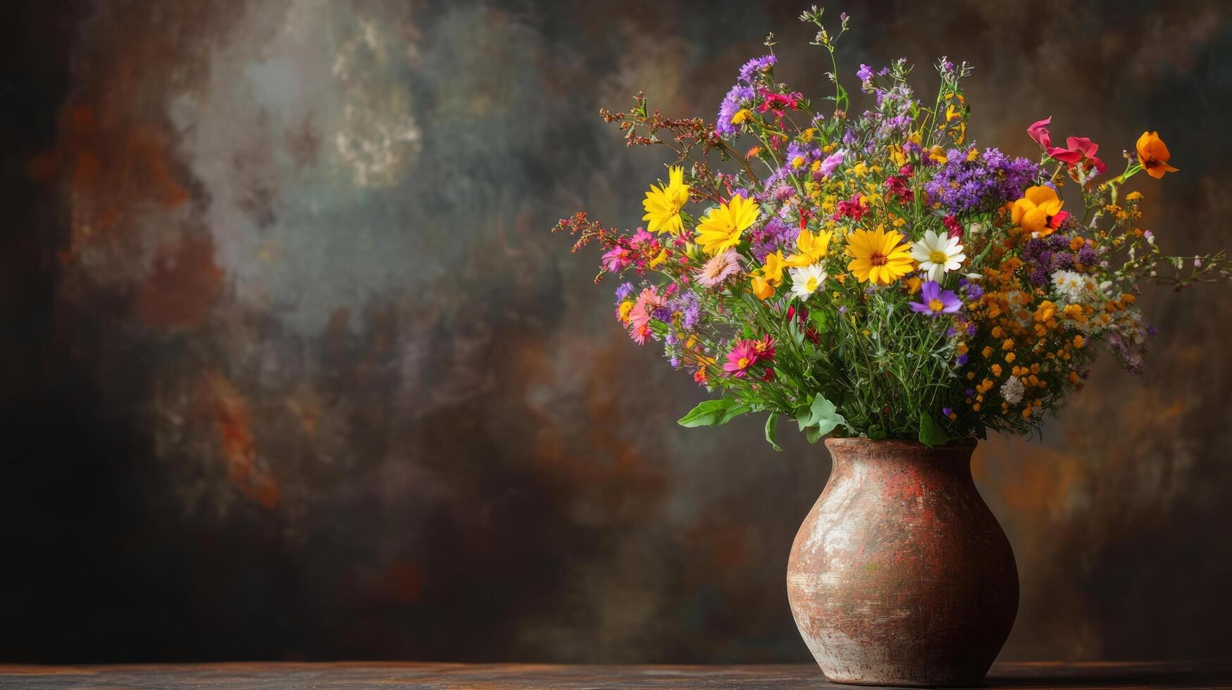 A vase with a bunch of flowers in it photo