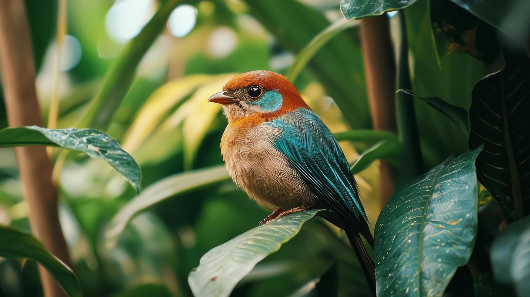 A small bird is sitting on a branch photo