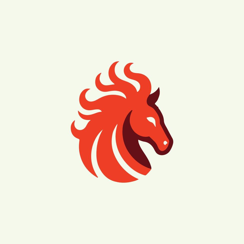a horse head logo with red hair vector