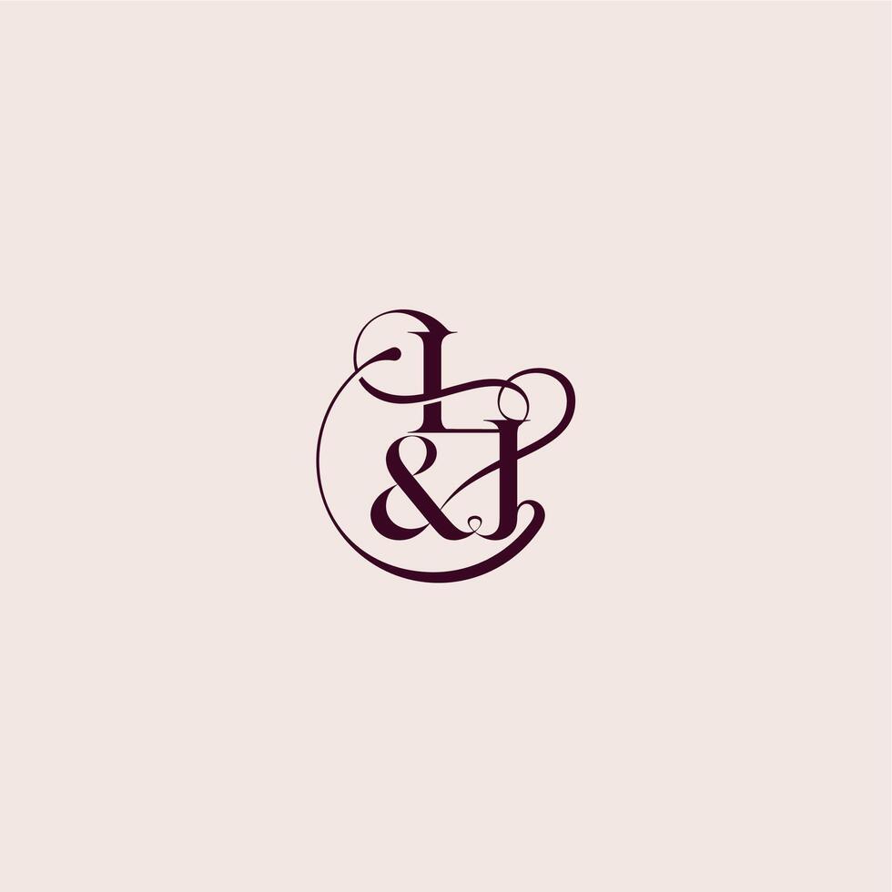 bold serif initial calligraphy wedding concept monogram letter elegant and luxury concept IJ vector