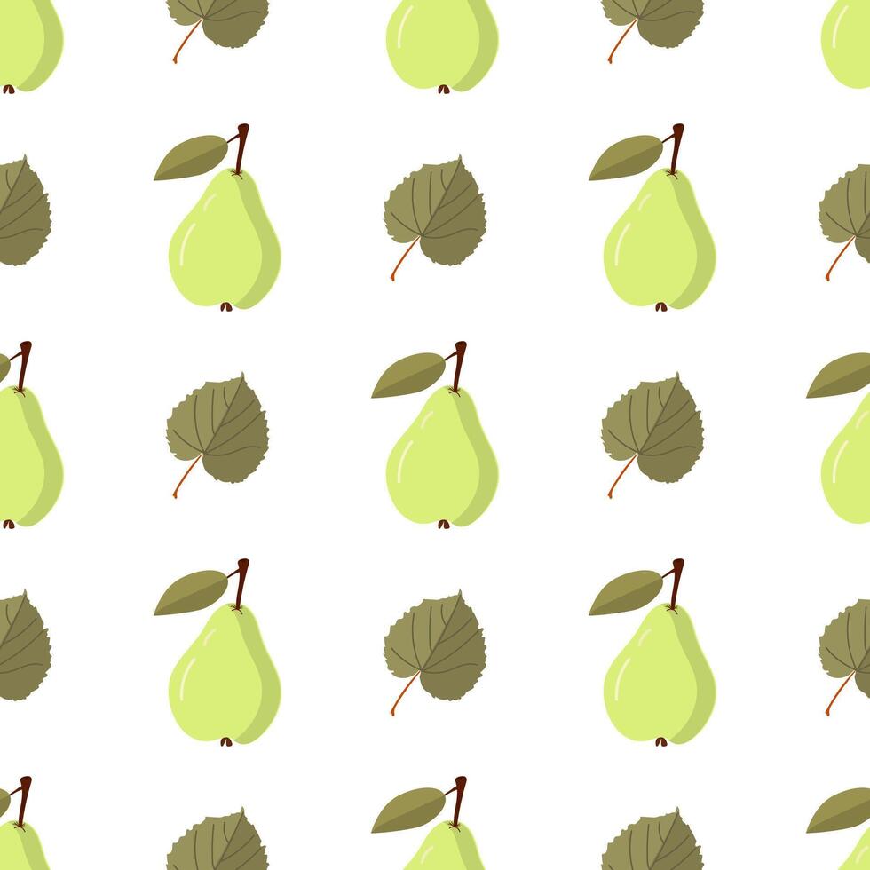Green pear and leaf pattern vector