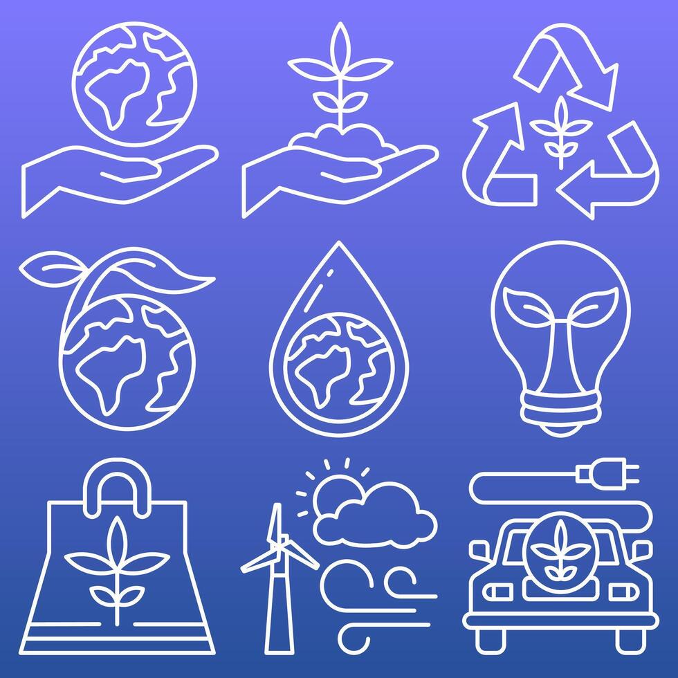 Environmental icons set, line icons, illustration vector
