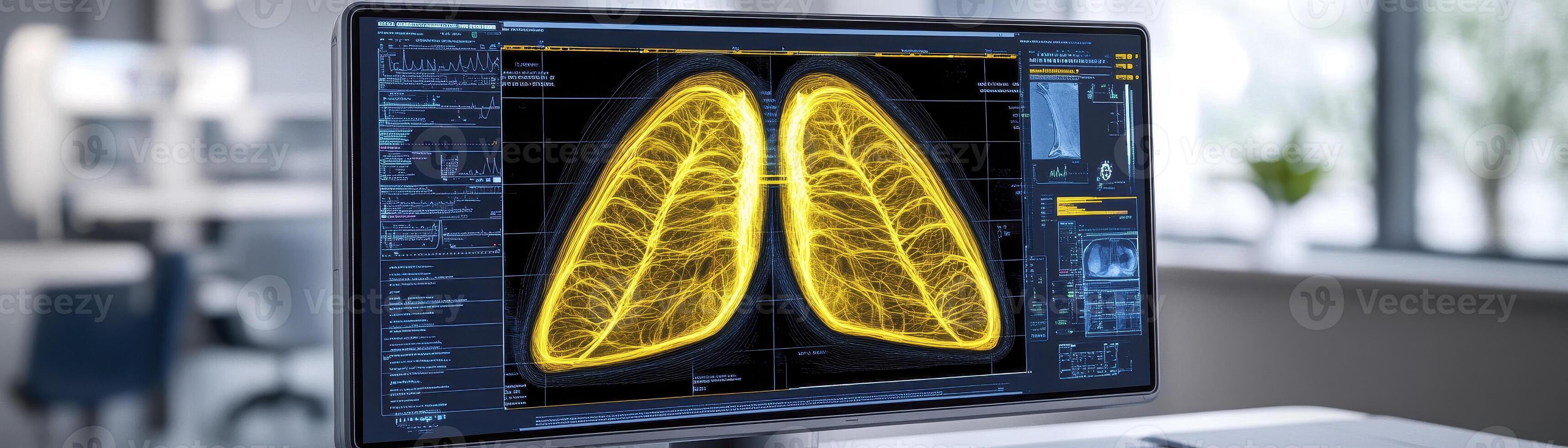 Digital Lung X-Ray Displayed on Medical Monitor photo
