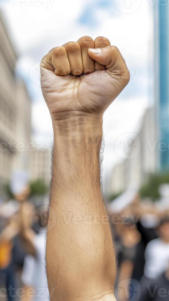Raised Fist in City Protest photo