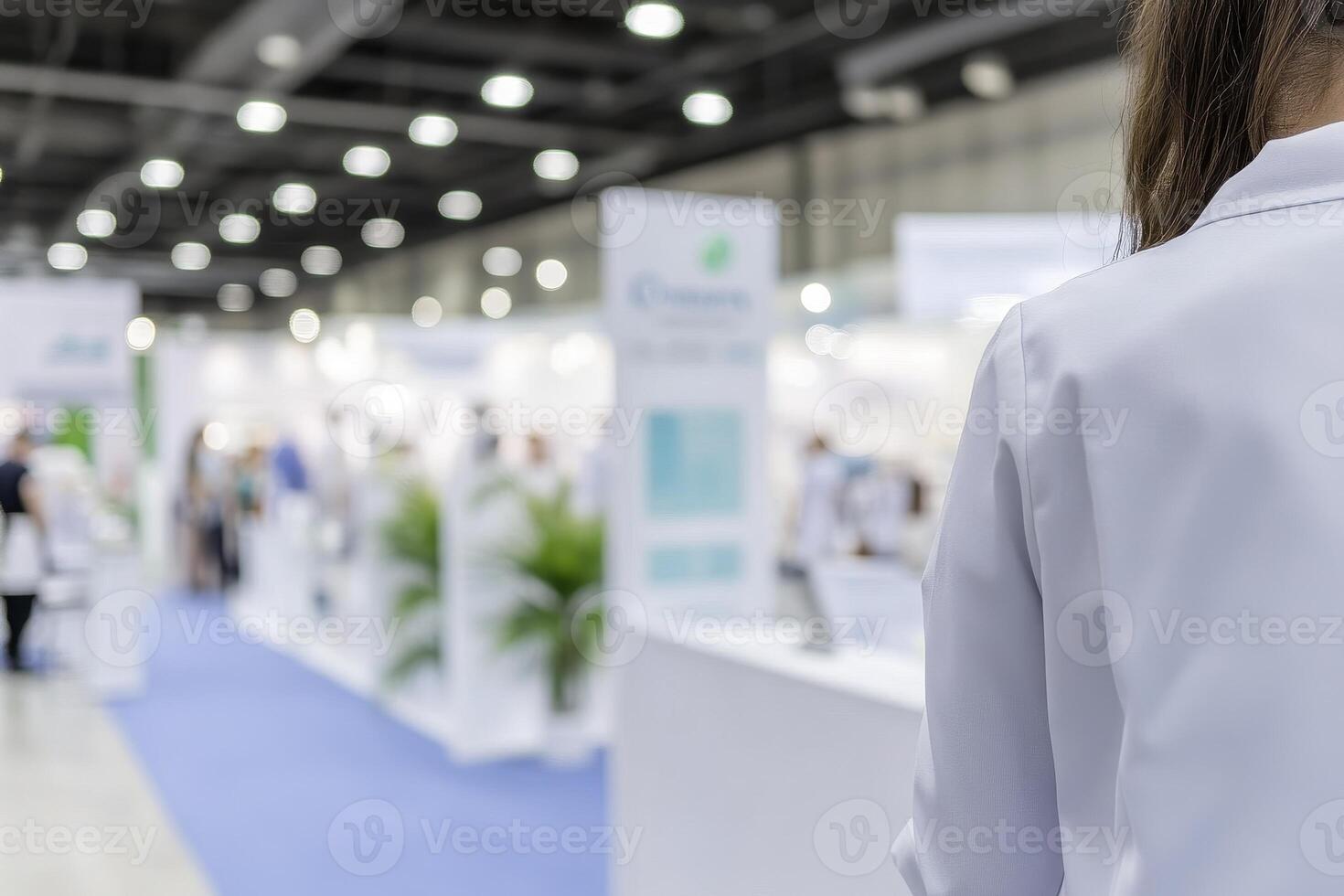 A blurred panorama unveils a bustling company health and wellness fair, a vibrant hub where employees engage with diverse health resources The scene is awash with activity, hinting at interactive photo