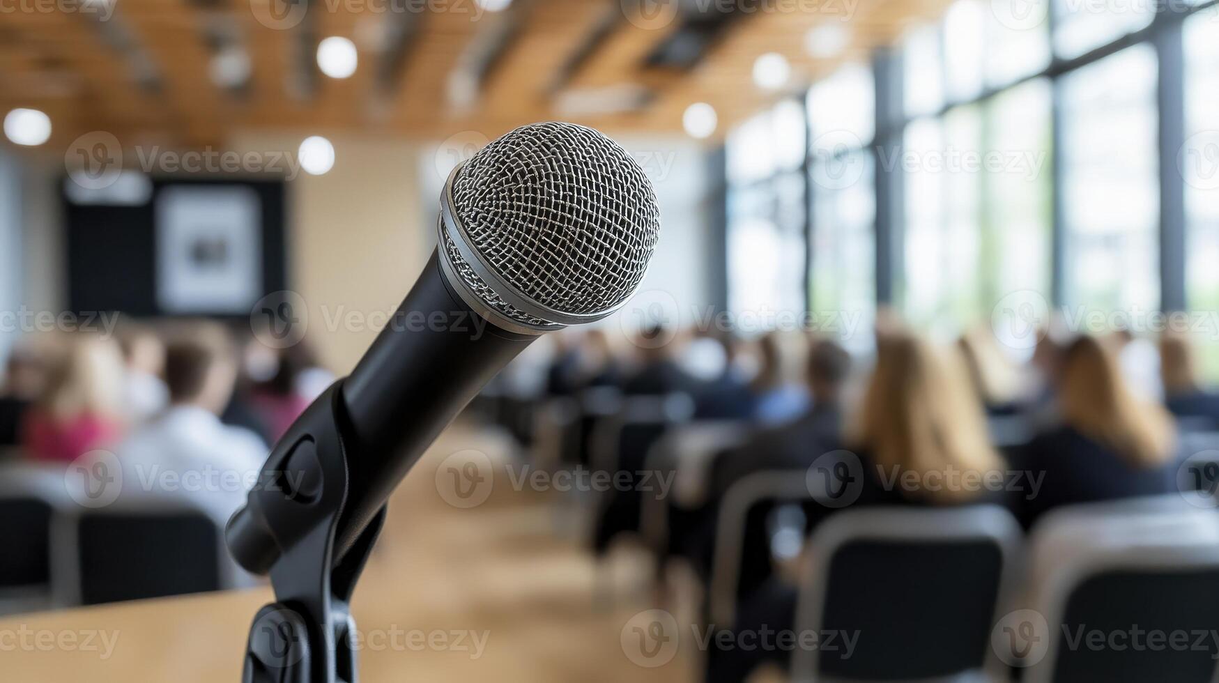 In the realm of public discourse, a professional panel discussion unfolds, its backdrop adorned with a blurred audience, creating an atmosphere of anticipation and intellectual curiosity Experts photo