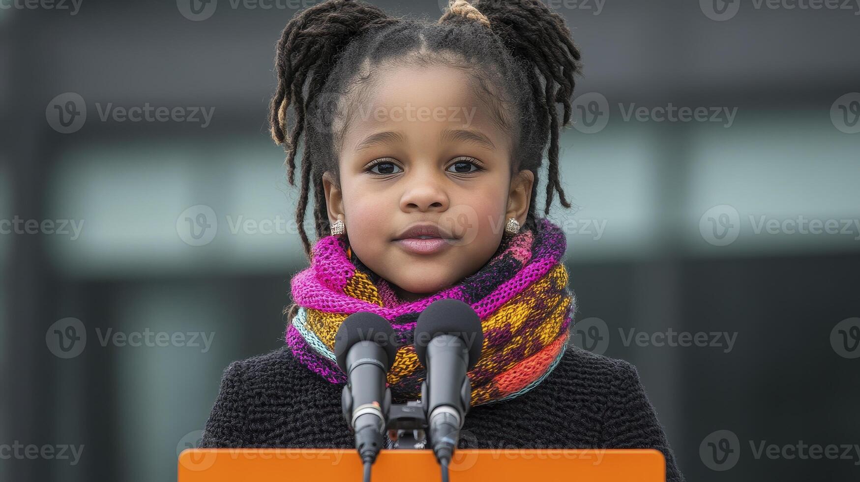 Empowering Young Voices Capturing a Beautiful Child's Confidence and Eloquence at the Podium, Highlighting the Importance of Youth Empowerment, Advocacy, and Inspirational Moments, Showcasing photo