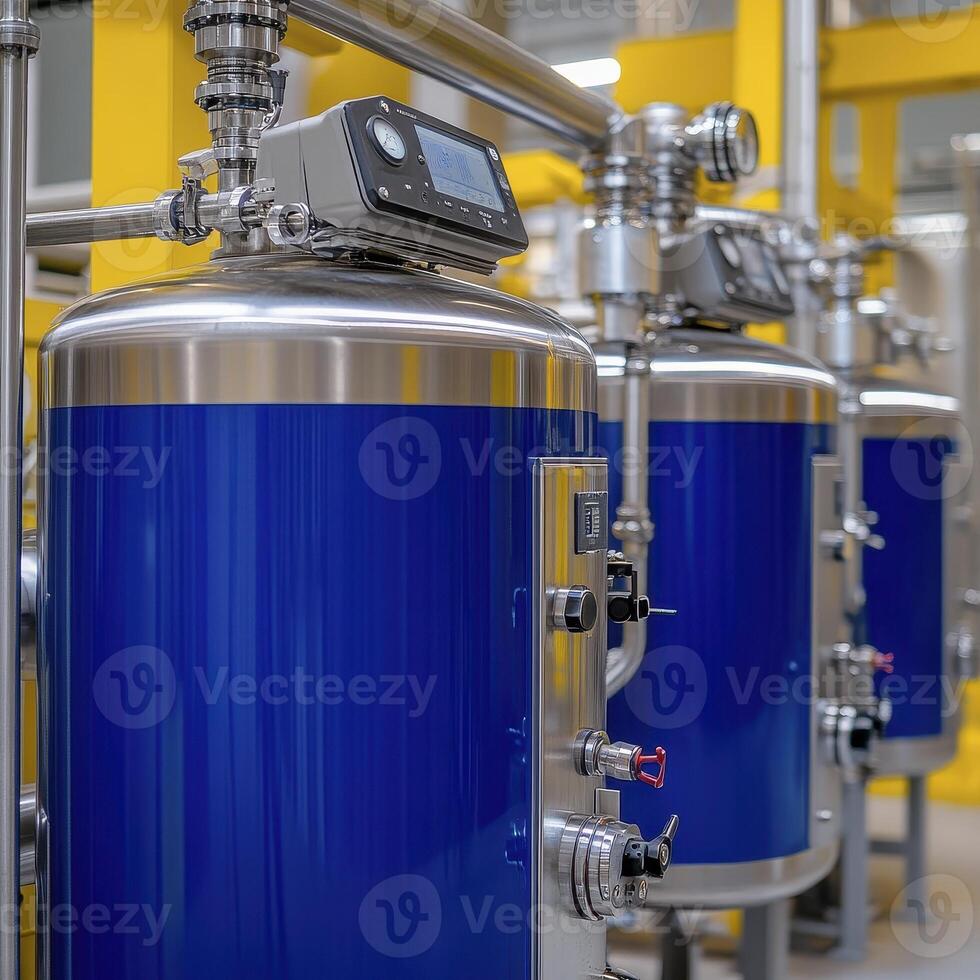 Explore gleaming stainless steel tanks in an industrial setting, showcasing advanced manufacturing and processing equipment delve into the world of liquid storage, pressure control, and precision photo