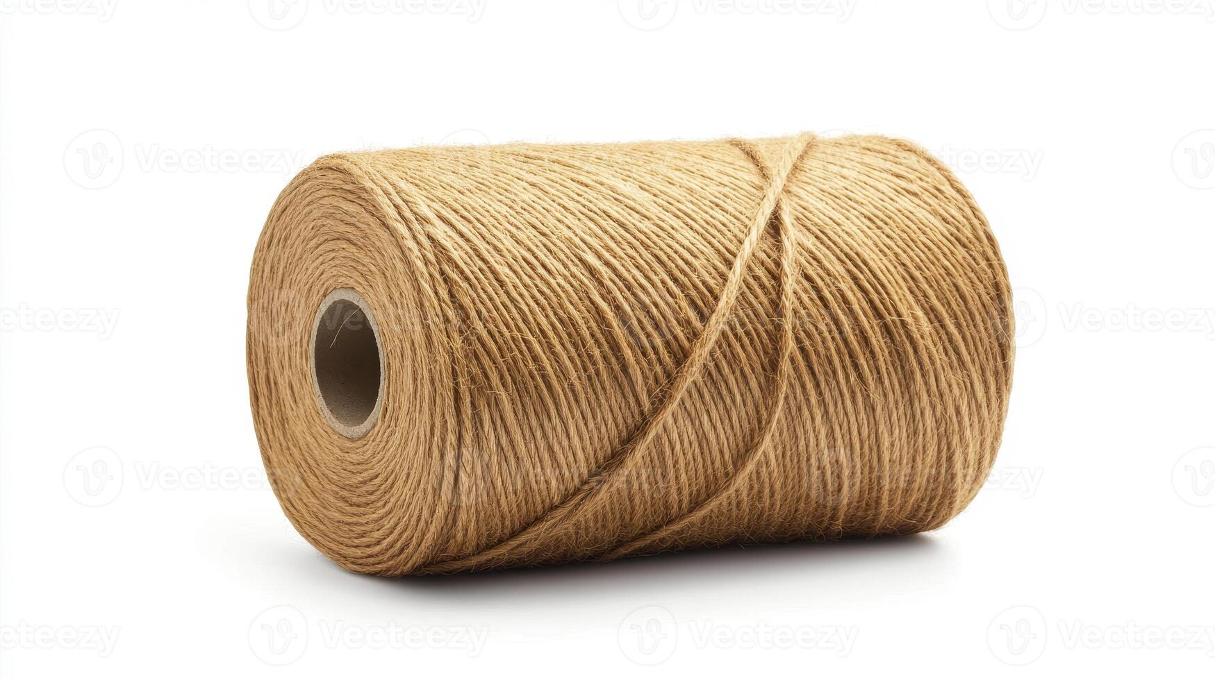 Explore the rustic charm and versatile applications of natural jute twine with this high-resolution image showcasing its texture, color, and potential uses in crafting, packaging, and sustainable photo