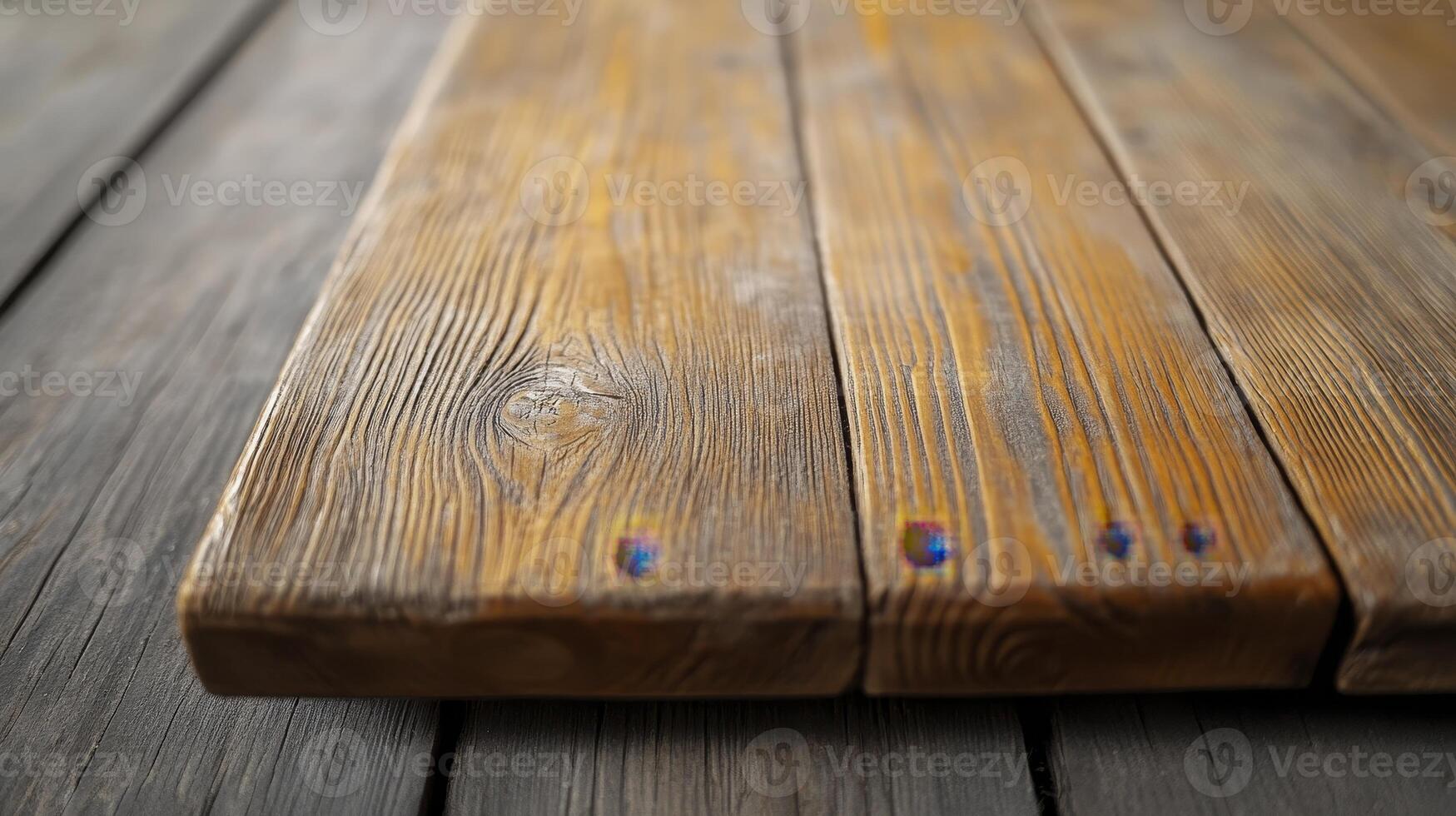 Rustic Wooden Tabletop Texture A Close-Up of Weathered Planks with Visible Wood Grain and Nail Heads Perfect for Backgrounds and Overlays This High-Resolution Image Showcases the Natural Beauty and photo