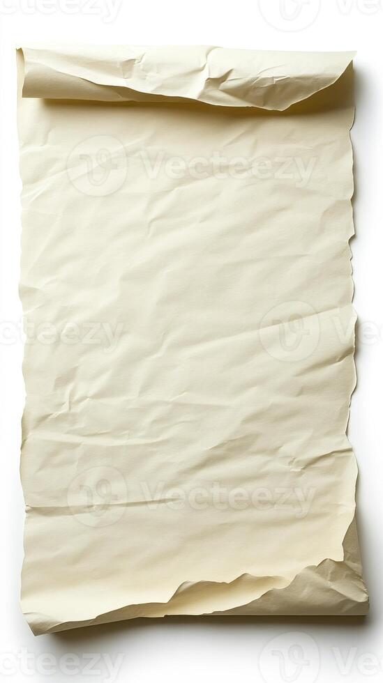 Vintage Paper Scroll Texture Background Explore the timeless appeal of aged paper with this high-resolution image showcasing a gently unrolled scroll Perfect for adding an authentic, historical touch photo