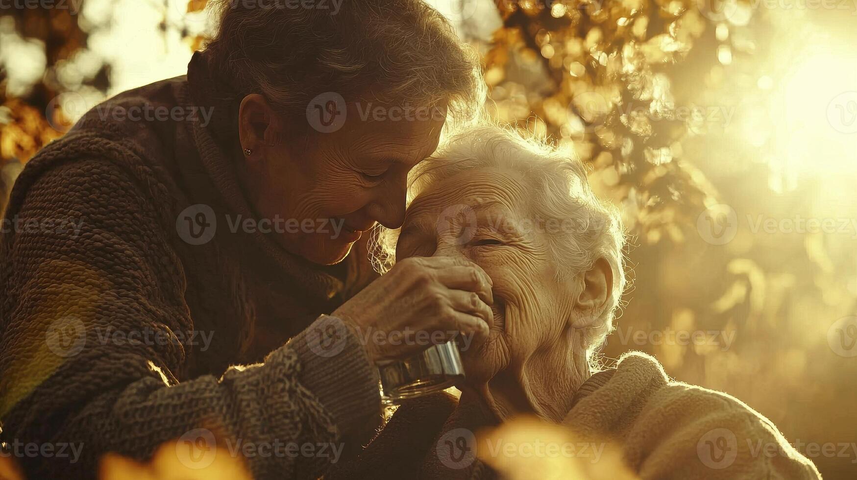 Capture the Golden Years A Heartwarming Moment of Senior Couple Enjoying Autumn Bliss Discover the Beauty of Aging Gracefully and Cherishing Life's Simple Pleasures This Tender Scene Showcases Love photo