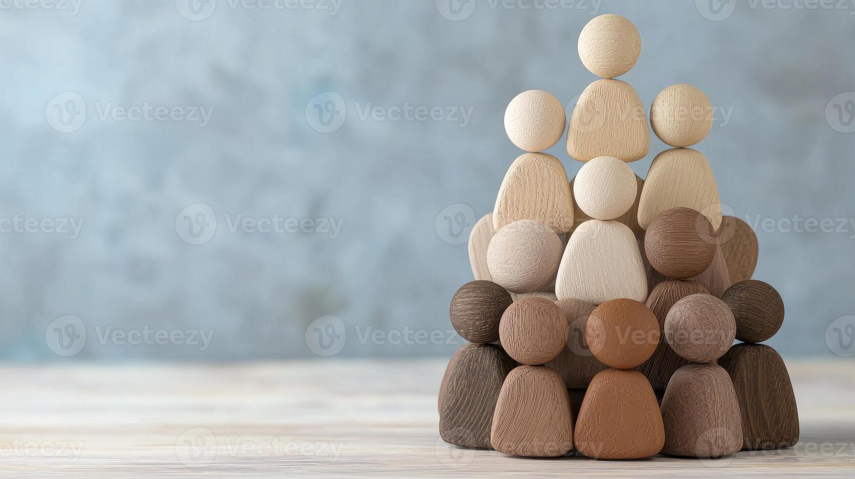 Wooden Figurines Depicting a Hierarchical Structure Understanding Team Dynamics, Leadership Roles, and Organizational Structure through Symbolic Representation Visualize Group Dynamics, Management photo