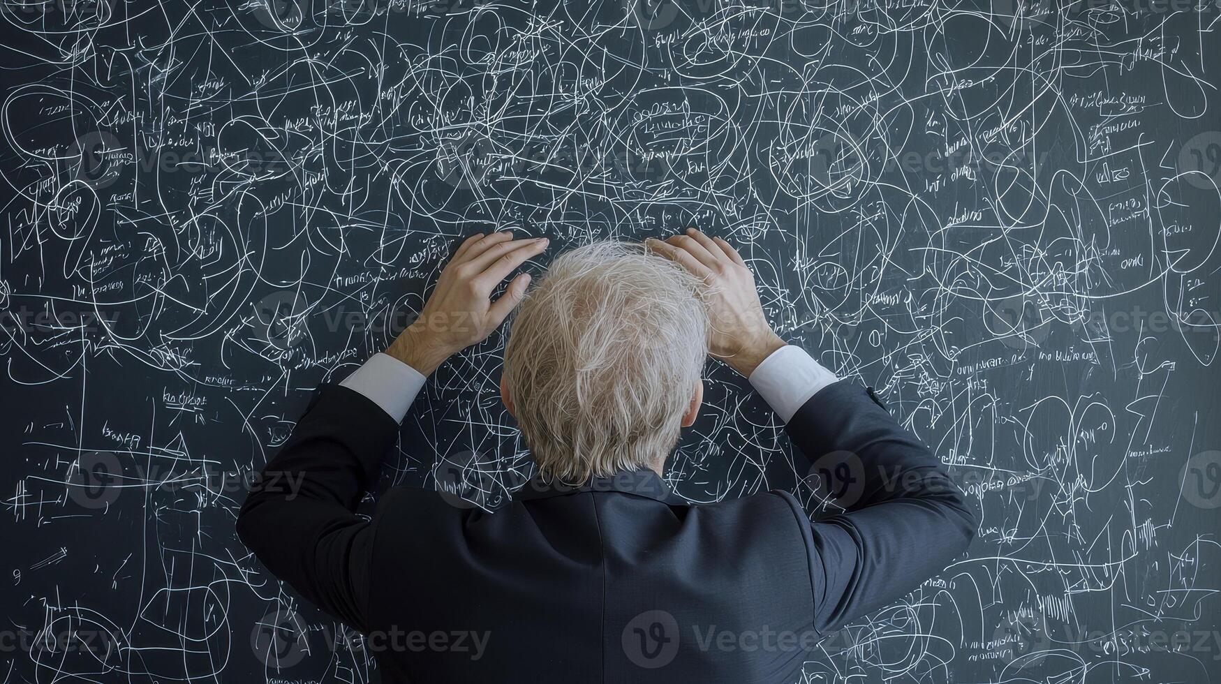 Stressed Businessman Frustrated by Complex Problem Exploring Overwhelmed Emotions and Business Challenges Navigating Stress, Confusion, and Mental Health Issues in the Modern Workplace, This Image photo