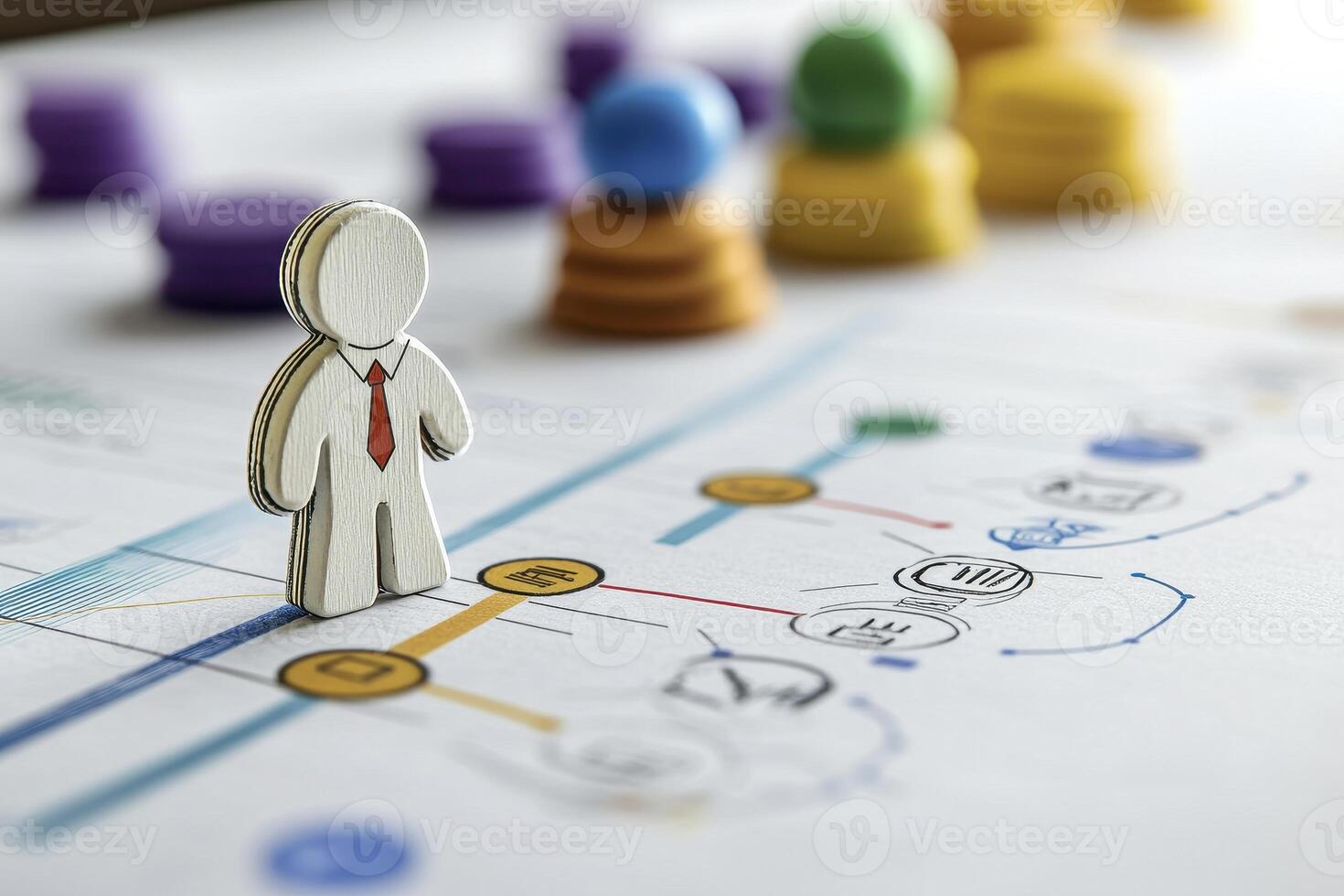 Strategic Business Planning and Goal Setting A Visual Representation of Leadership, Decision Making, and Strategic Thinking for Success, Showcasing a Leader Figure Navigating a Complex Path, with photo