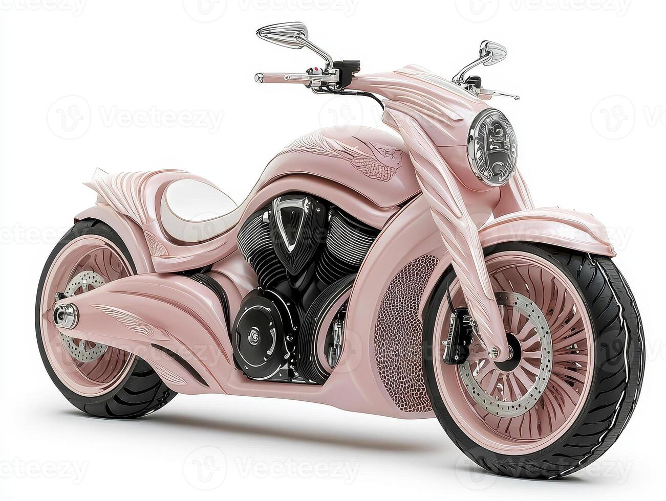 Pink Custom Motorcycle with Intricate Details photo