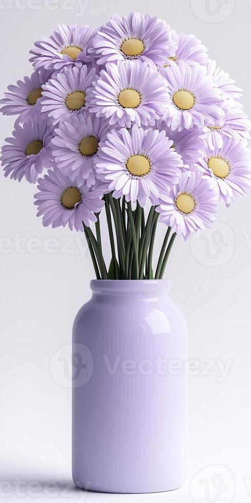 Lavender Daisy Bouquet in Lilac Vase photo