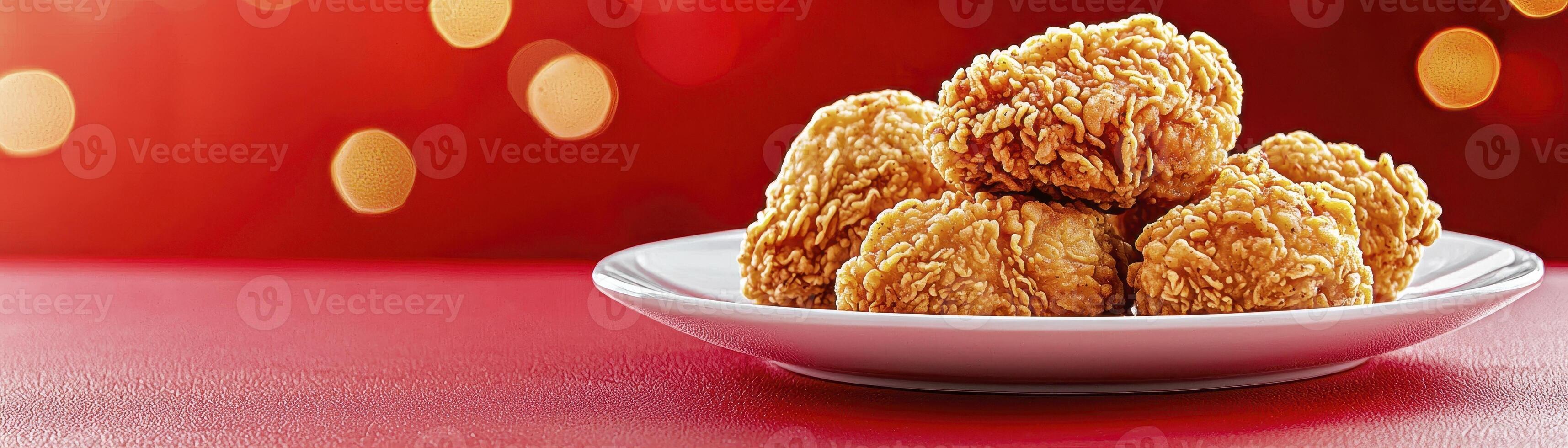 Crispy Fried Chicken on Red Background photo