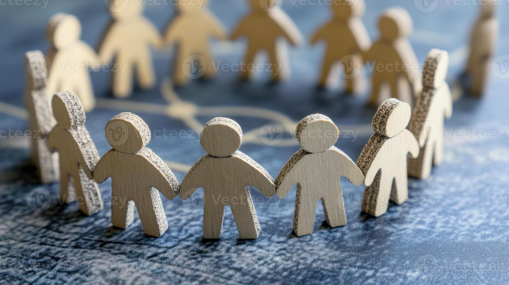 Wooden Figurines in a Circle Representing Unity photo