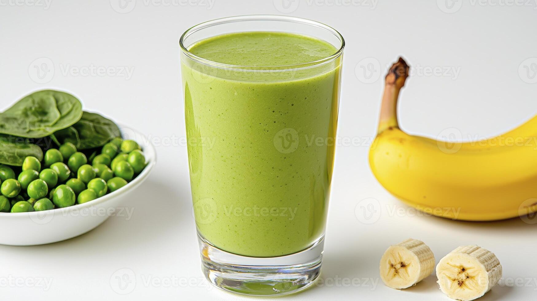 Vibrant Green Smoothie Recipe A Delicious and Nutritious Blend of Fresh Spinach, Sweet Banana, and Healthy Peas for a Refreshing Boost Discover the Perfect Way to Enjoy Your Daily Dose of Vitamins photo