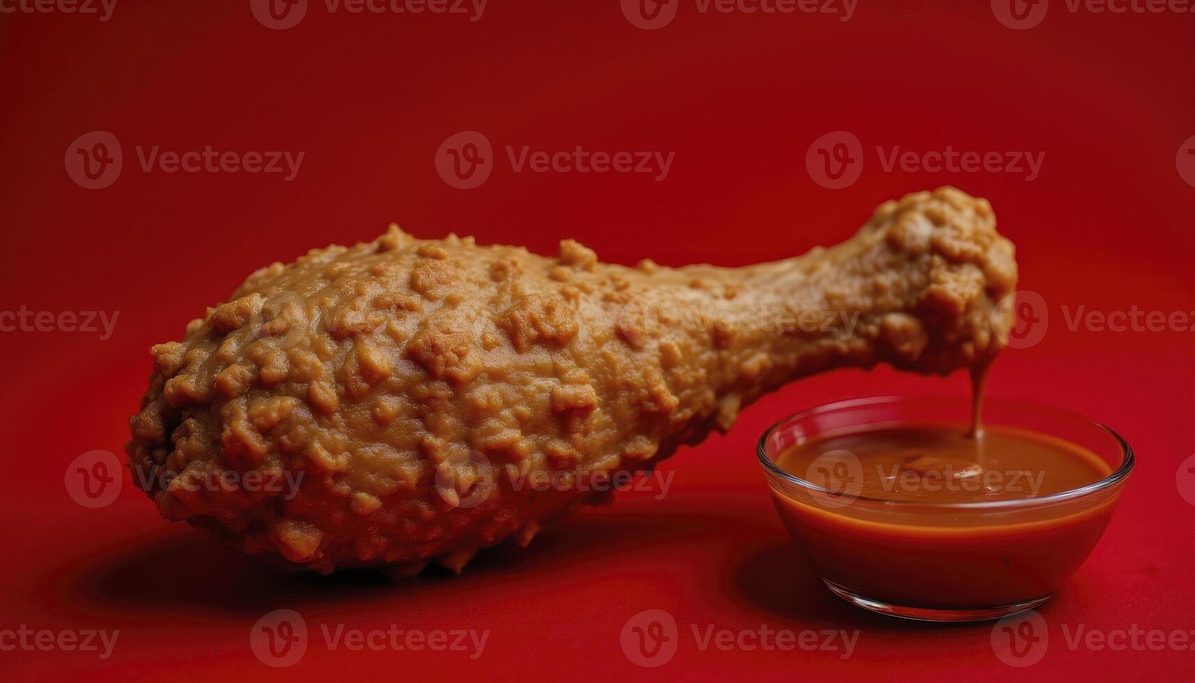 Indulge in the Crispy Perfection A Delectable Fried Chicken Leg Dipped in Tangy Sauce, a Symphony of Flavors That Dance on Your Palate, Creating a Culinary Masterpiece The Golden-Brown Crust, a photo