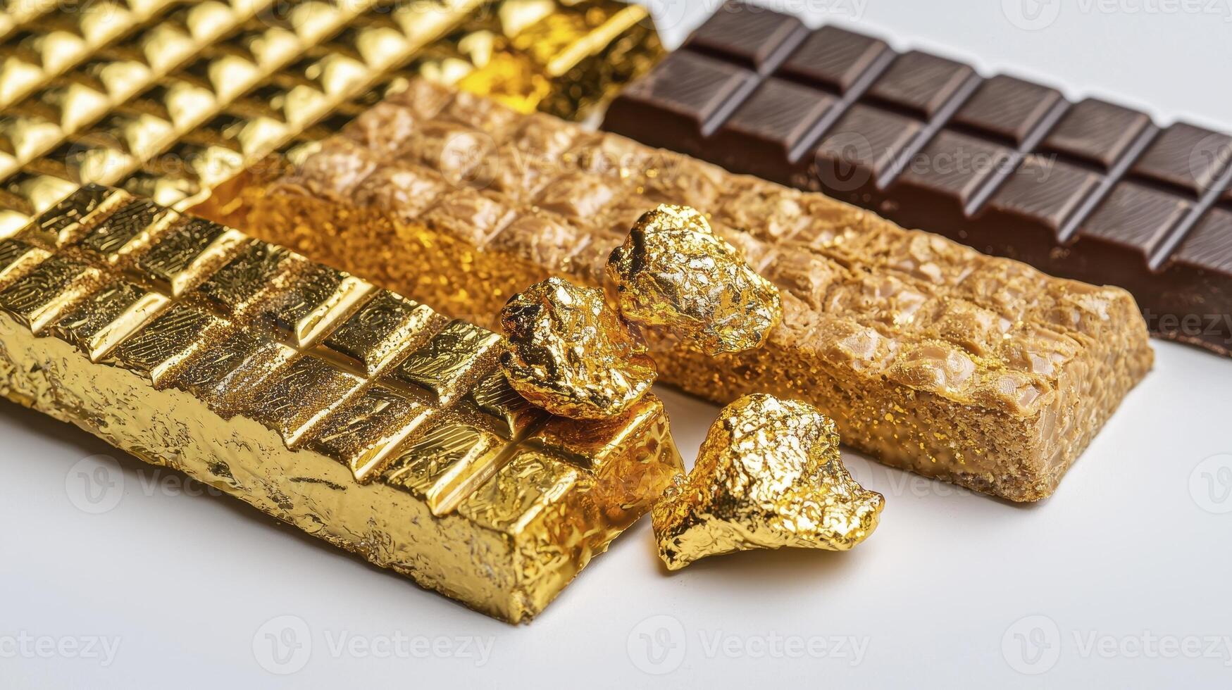 Indulge in the Decadence of Exquisite Chocolates A Tempting Assortment of Gold-Wrapped, Golden-Hued, and Dark Brown Delights, Showcasing the Richness and Variety of Flavors and Textures From Shiny photo
