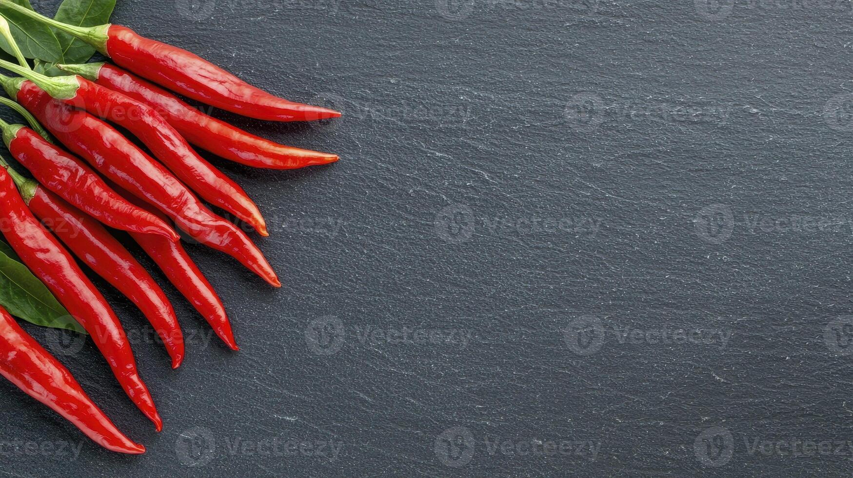 Explore the vibrant world of red chili peppers with this captivating image, showcasing their fiery allure and culinary potential Discover the rich textures, intense colors, and spicy essence that photo