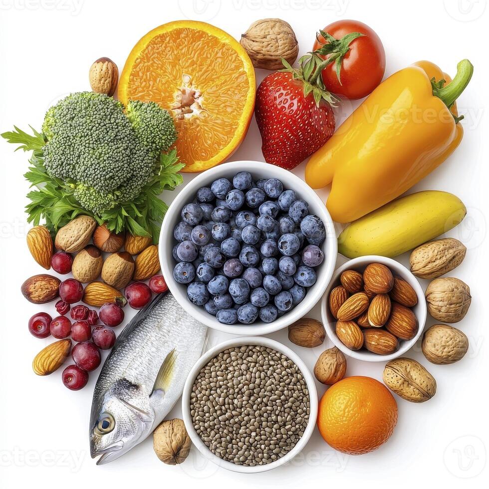 Discover the vibrant world of healthy eating with this captivating image showcasing a colorful array of nutritious foods, emphasizing the importance of balanced diets, wellness, and dietary choices photo