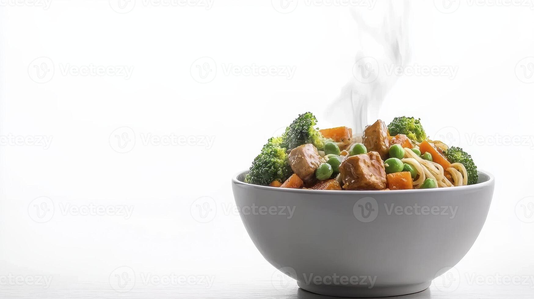 Delicious and Nutritious Stir-Fry Recipe A Vibrant Bowl of Fresh Vegetables and Tender Chicken, Steaming Hot and Ready to Enjoy Perfect for a Quick and Healthy Meal, This Dish is Bursting with Flavor photo
