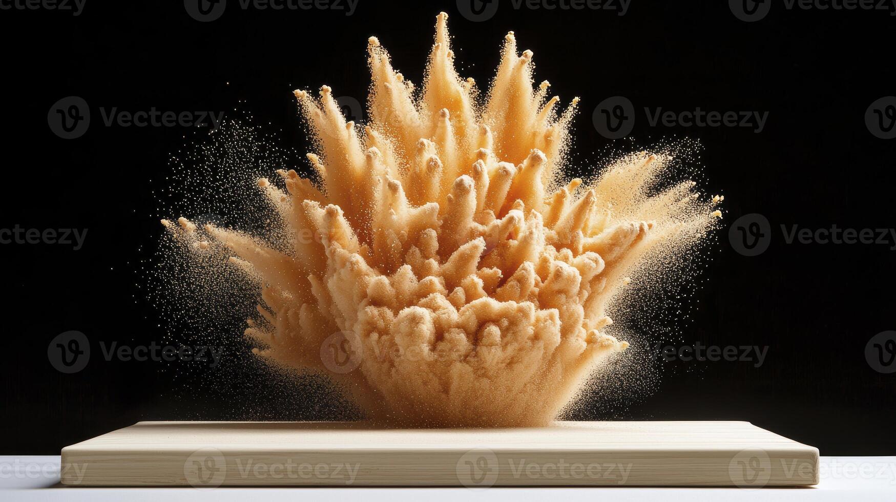 Captivating Abstract Image Showcasing a Dynamic Explosion of Golden Particles Against a Dark Backdrop, Ideal for Wall Art, Digital Design, and Creative Projects This High-Resolution Photograph Offers photo