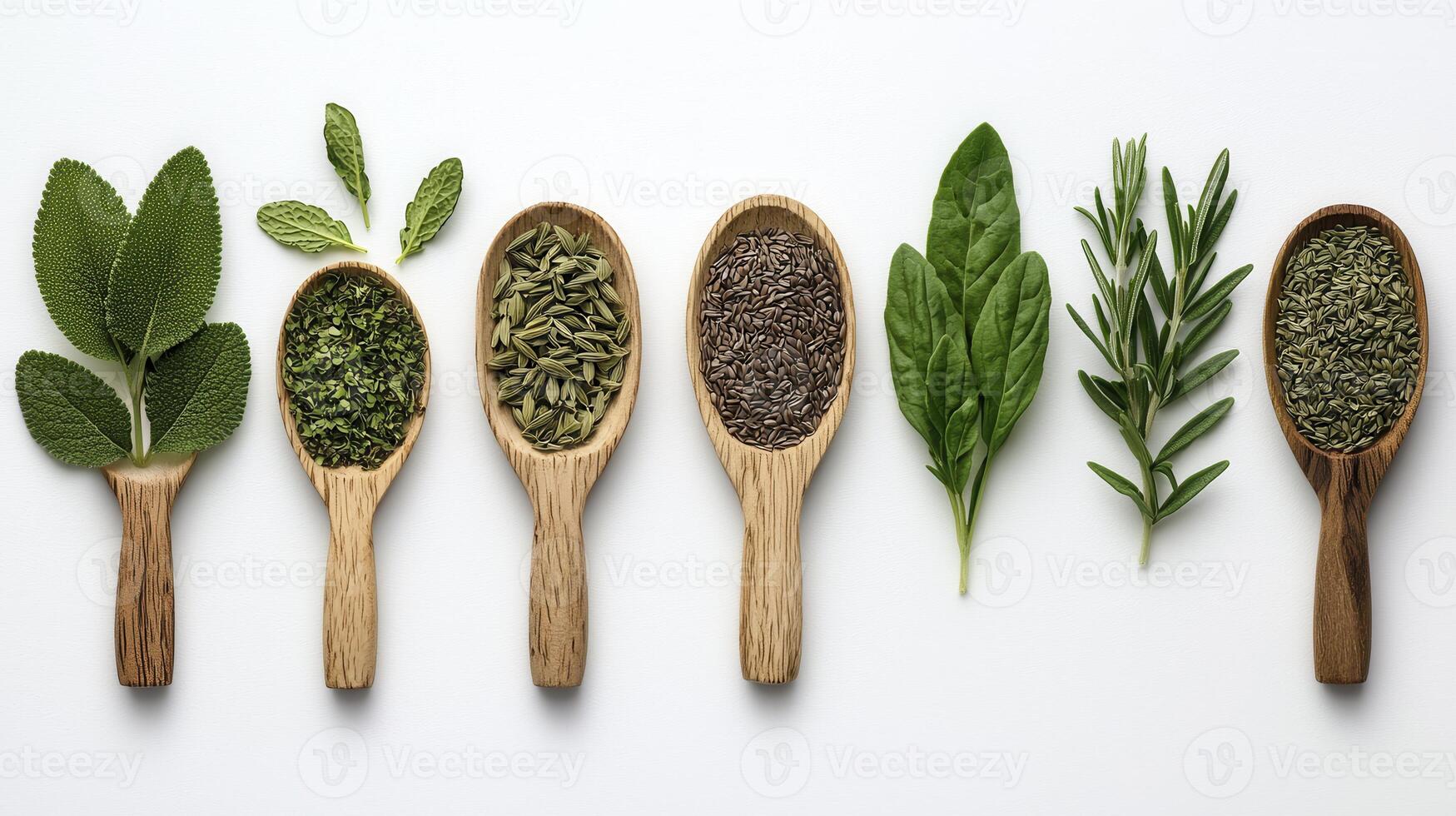 Culinary Delights Exploring the Aromatic World of Fresh Herbs and Spices A Visual Journey Through Nature's Flavorful Bounty, Showcasing Vibrant Greens, Rich Textures, and Exquisite Details of photo