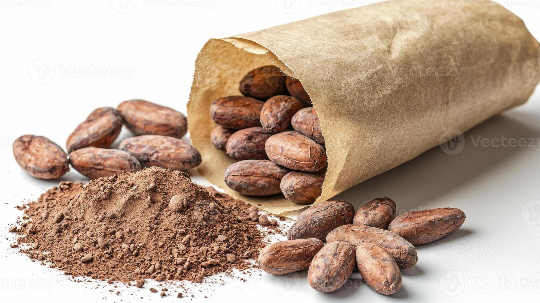 Discover the Richness of Cacao Exploring the Beauty of Cocoa Beans, Freshly Harvested and Ready for Transformation into Delicious Chocolate Delights This High-Quality Image Showcases the Natural photo