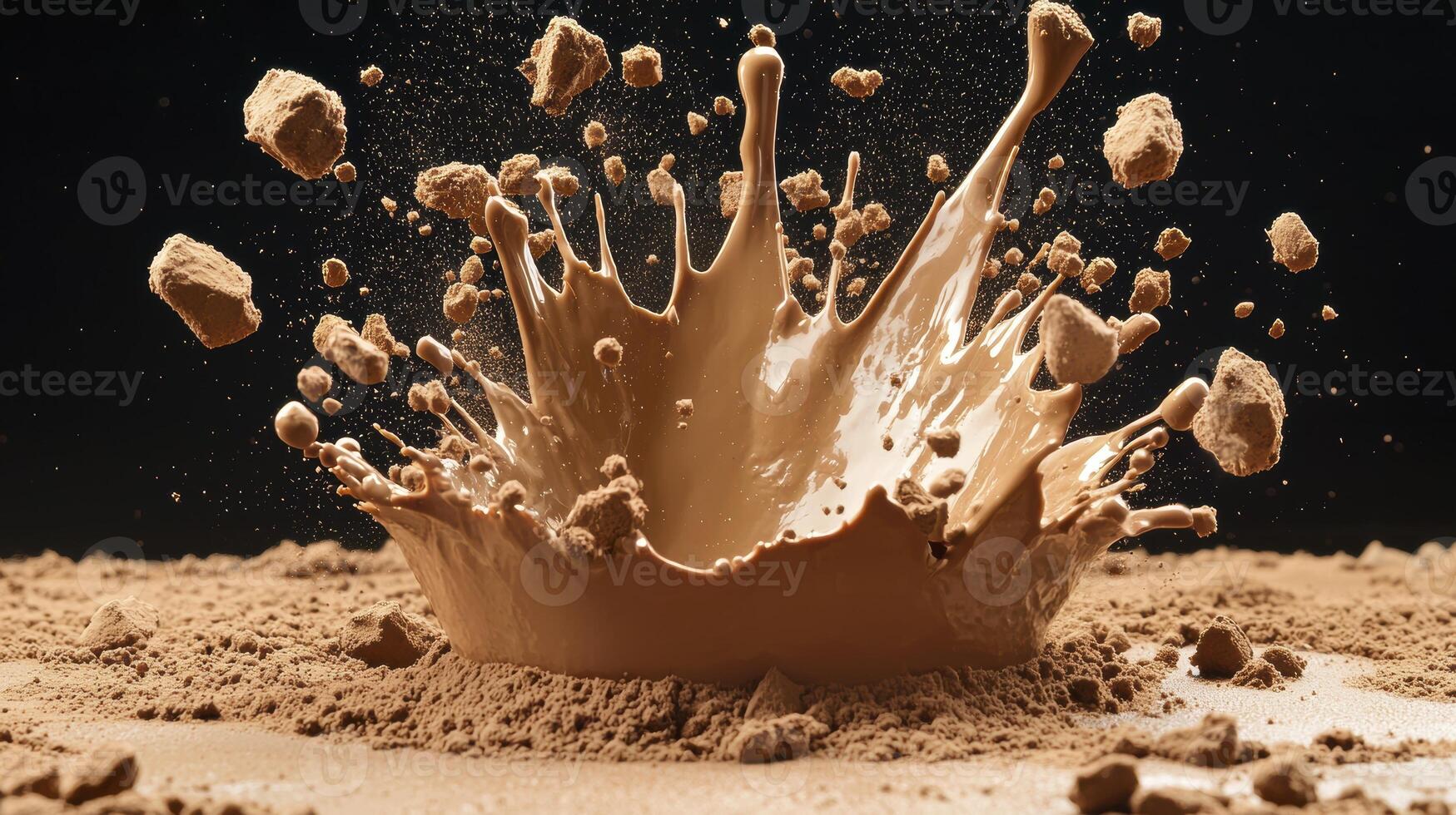 Dynamic Chocolate Splash A Captivating High-Speed Photograph Showcasing the Fluidity and Intensity of Molten Chocolate in Motion, Illustrating the Beauty of Impermanence and the Science of Fluid photo