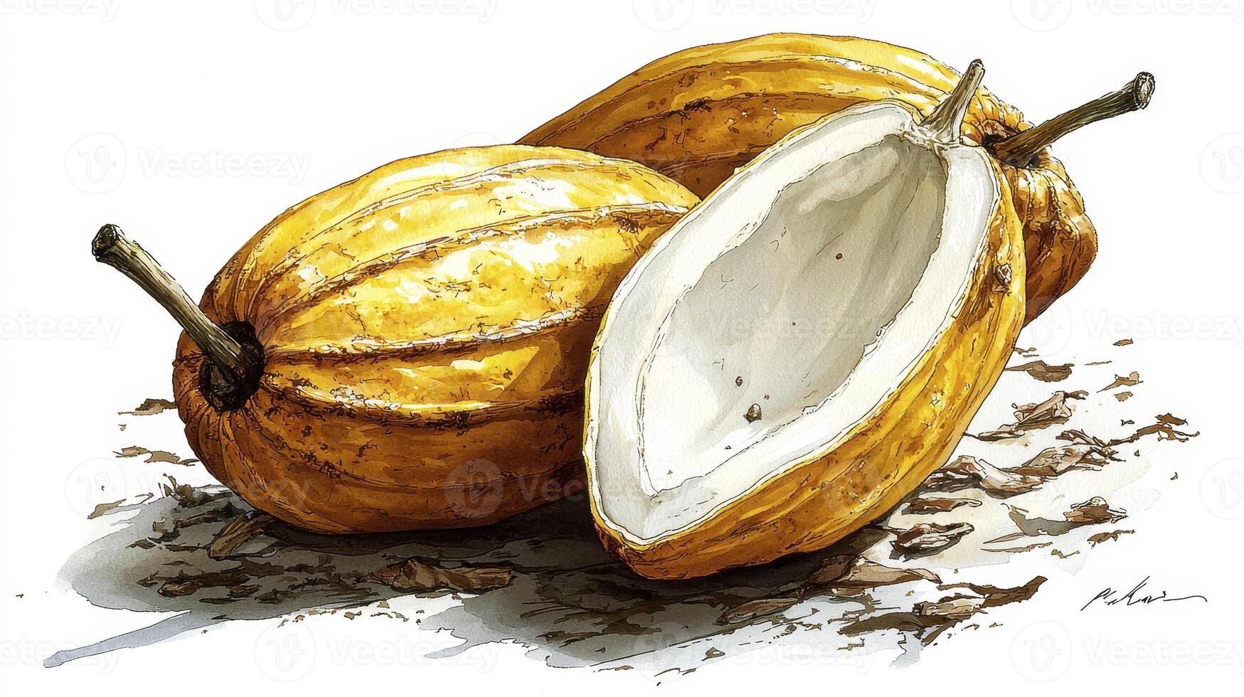 Explore the captivating world of Cocoa with this stunning image showcasing the natural beauty and intricate details of Theobroma cacao pods, with its rich colors and textures Perfect for use in photo