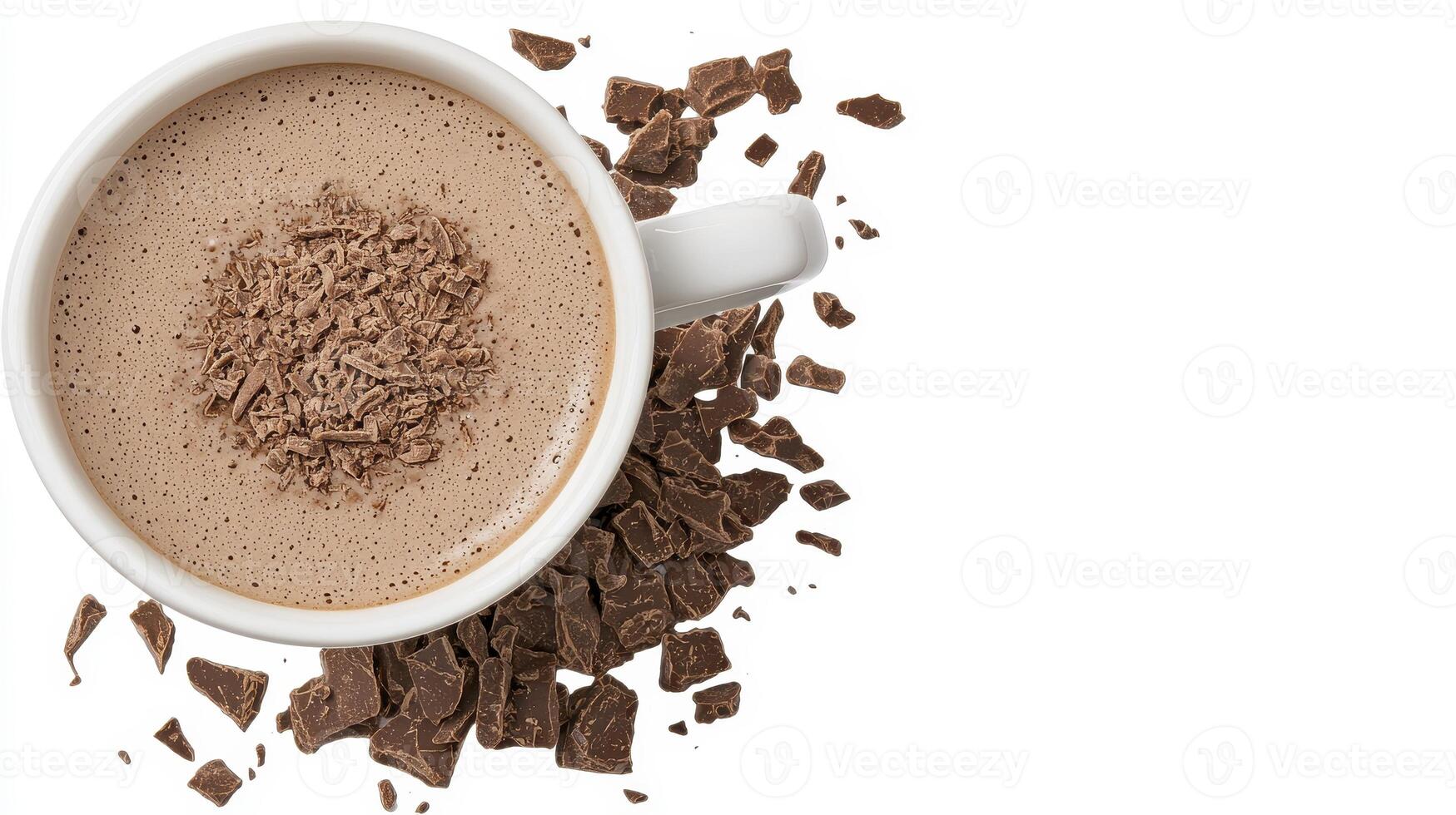 Indulge in a comforting cup of hot chocolate, captured in a delectable image showcasing its rich, creamy texture and the enticing aroma of pure cocoa This inviting photograph highlights the warmth photo