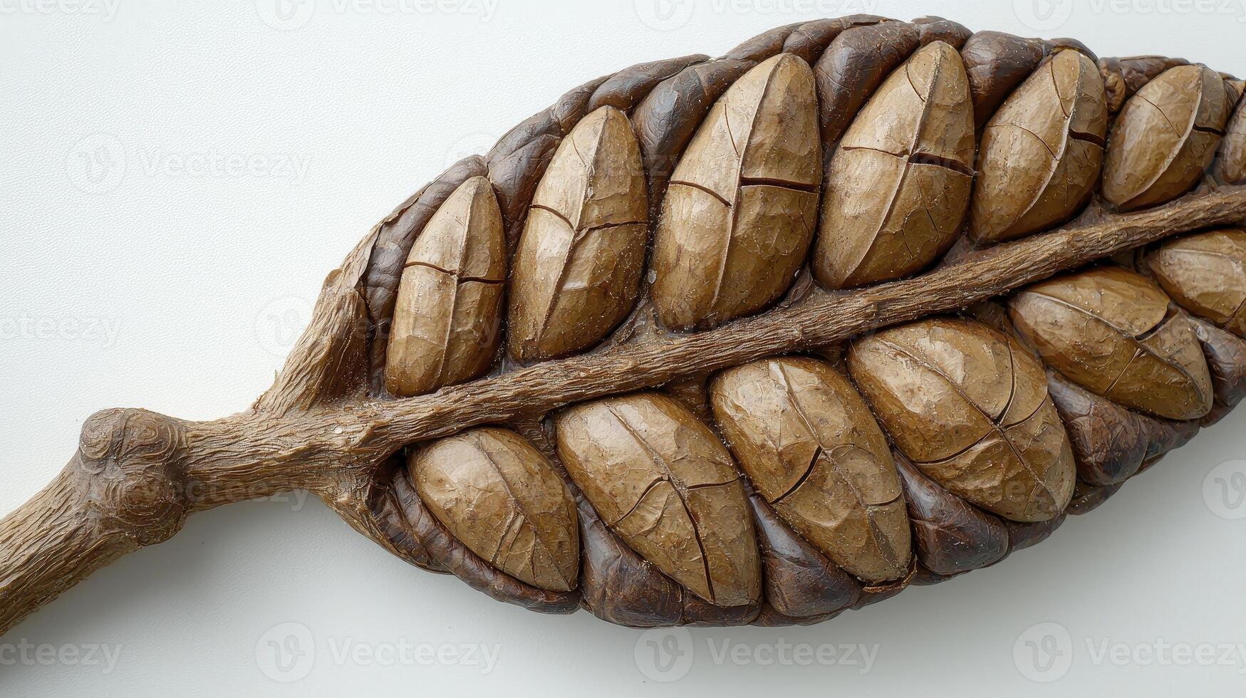 Intricate Cocoa Pod A Detailed Study of Natural Textures, Depicting the Richness and Organic Beauty of the Cocoa Bean in its Raw Form, Featuring Meticulously Crafted Sections that Highlight the photo