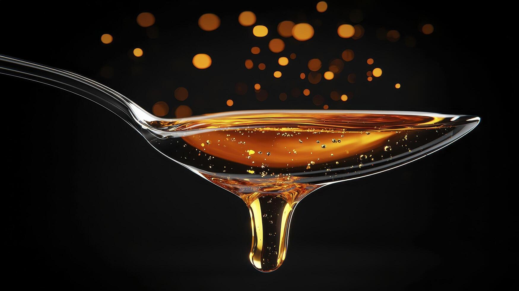 Golden Liquid Elegance A Captivating Macro Shot of Dripping Honey, Showcasing the Viscosity and Sweetness Explore the Detailed Texture and the Reflective Properties of this Natural Sweetener This photo