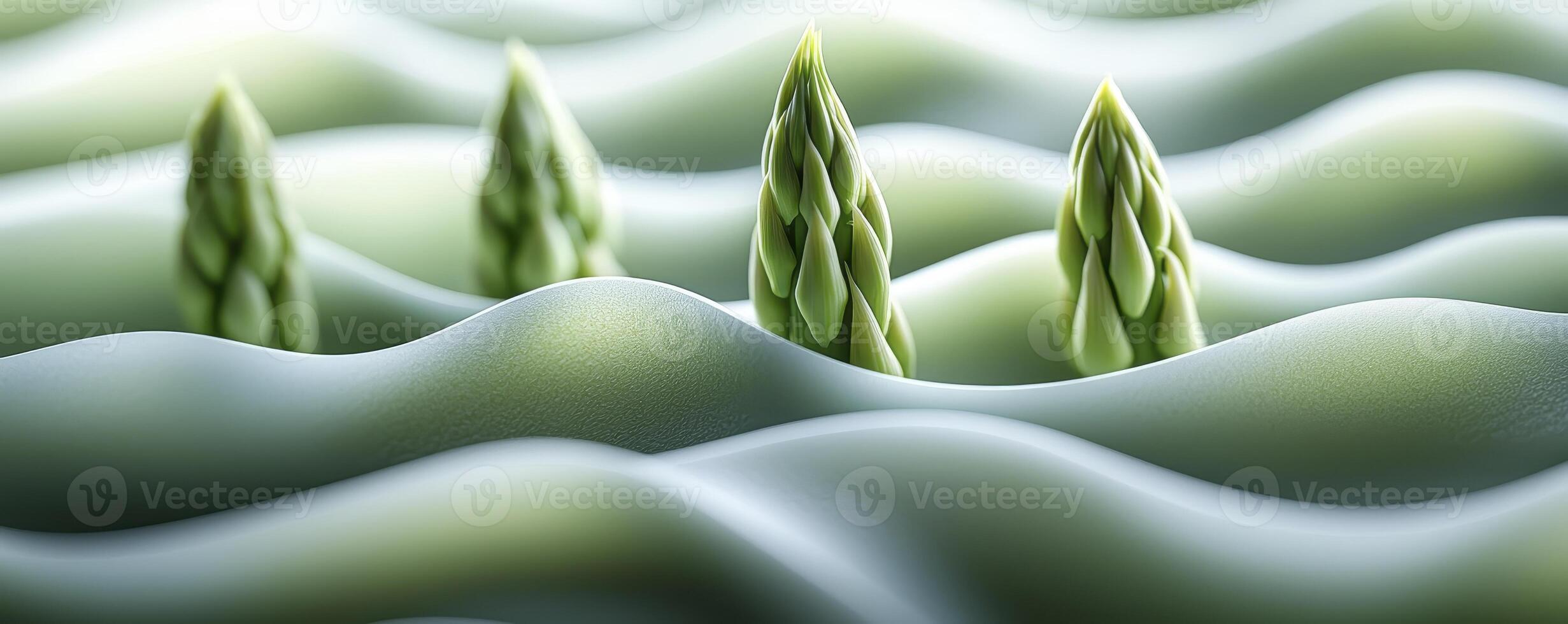 Captivating Close-Up of Fresh Green Asparagus Spears Emerging from a Wavy Green Surface, a Culinary Delight and a Symbol of Spring's Bounty, Showcasing the Beauty and Texture of Nature's Finest photo