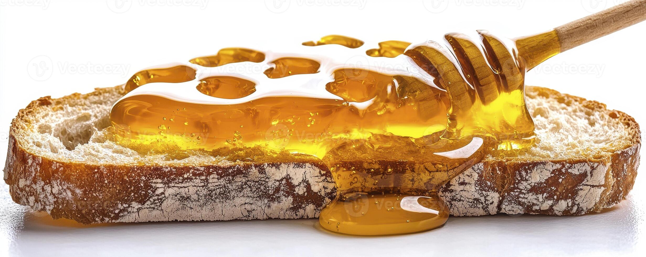 Delicious Honey on Toast A Sweet Breakfast Treat, Explore the golden goodness of natural honey drizzled over a slice of wholesome toast, capturing the essence of a simple yet satisfying morning meal photo