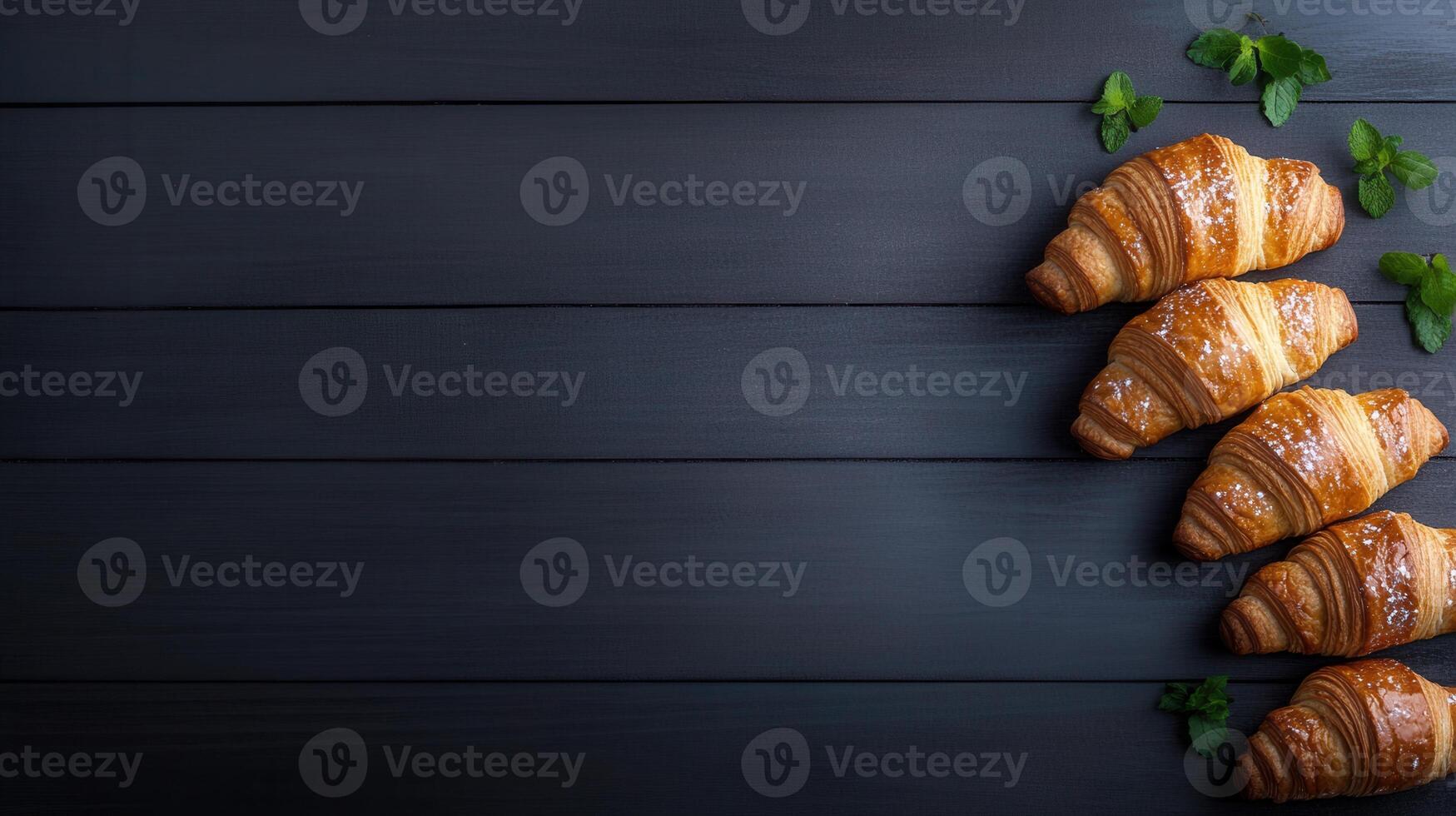 Assorted croissants with a few piled high and glistening in the morning sunlight for a cozy bakery experience photo