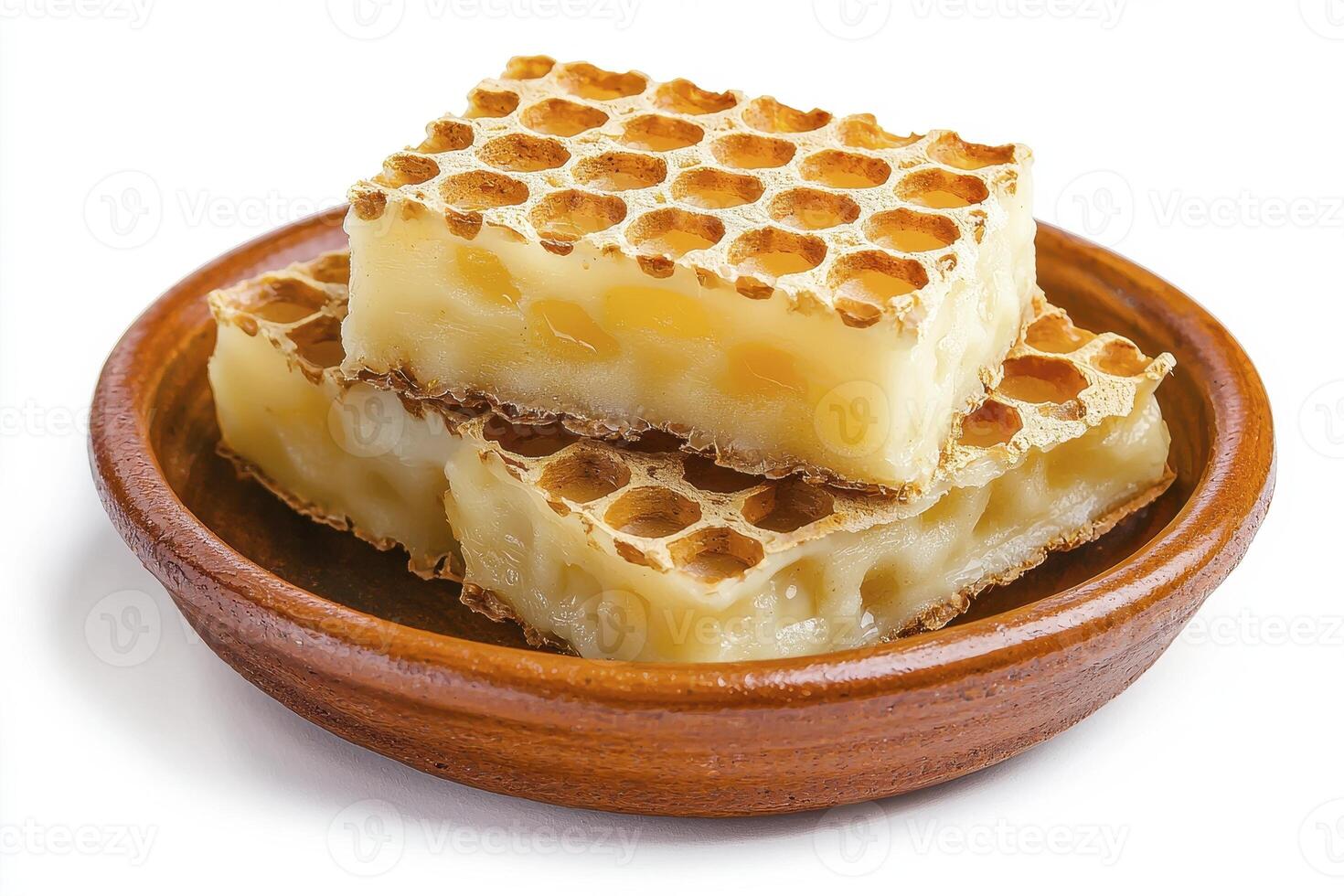 Discover the golden sweetness of honeycomb, a natural marvel crafted by bees Explore its intricate hexagonal structure and delicious, raw honey Perfect for healthy snacks or culinary creations photo