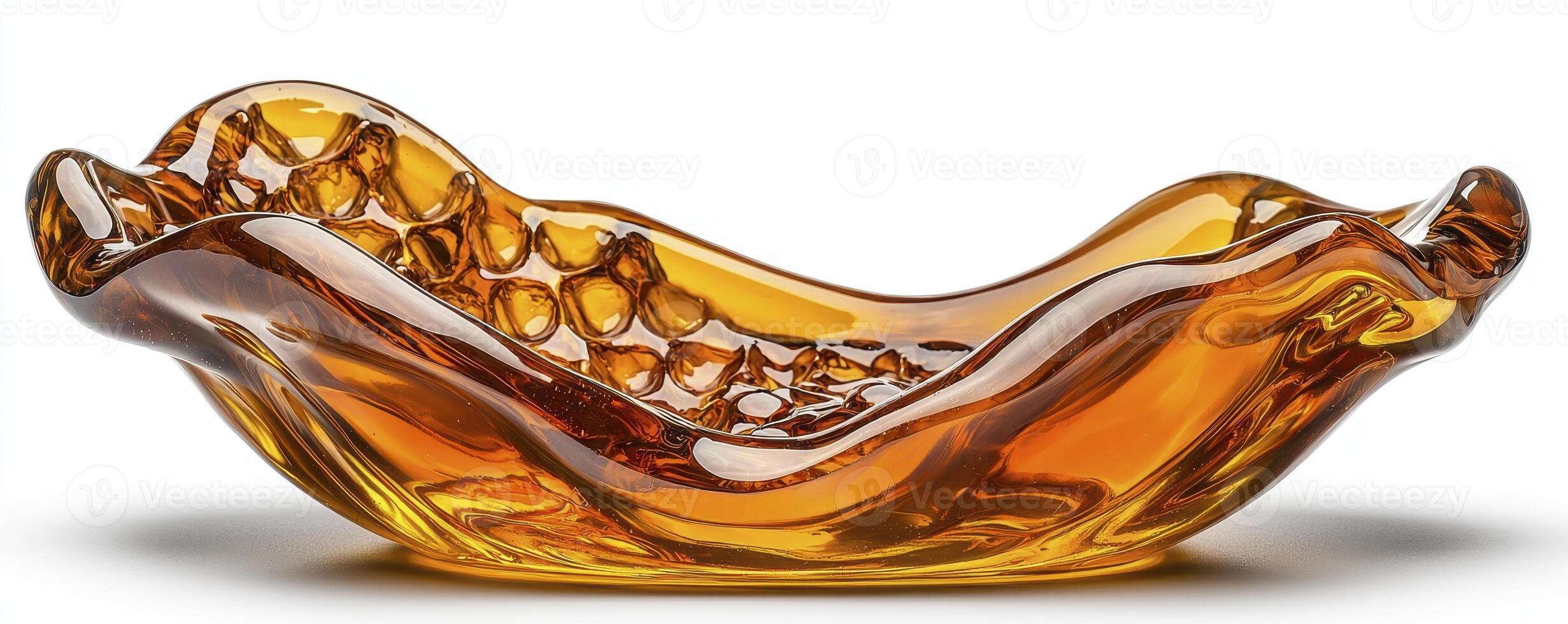 Elegant Amber Glass Bowl A stunning piece showcasing a rich amber hue and intricate geometric patterns, perfect as a decorative centerpiece or functional serving dish for your home Enhance your photo