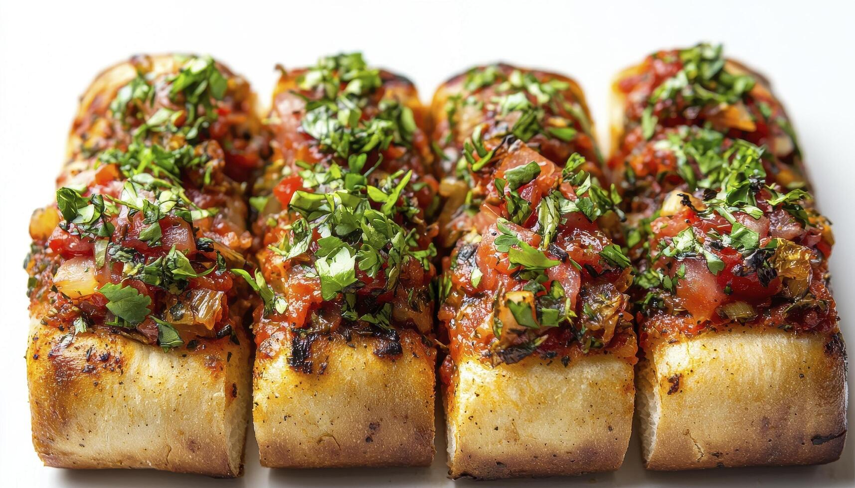Indulge in the vibrant flavors of homemade bruschetta, a delightful Italian appetizer featuring grilled bread topped with a fresh and flavorful tomato mixture, infused with aromatic garlic, fragrant photo