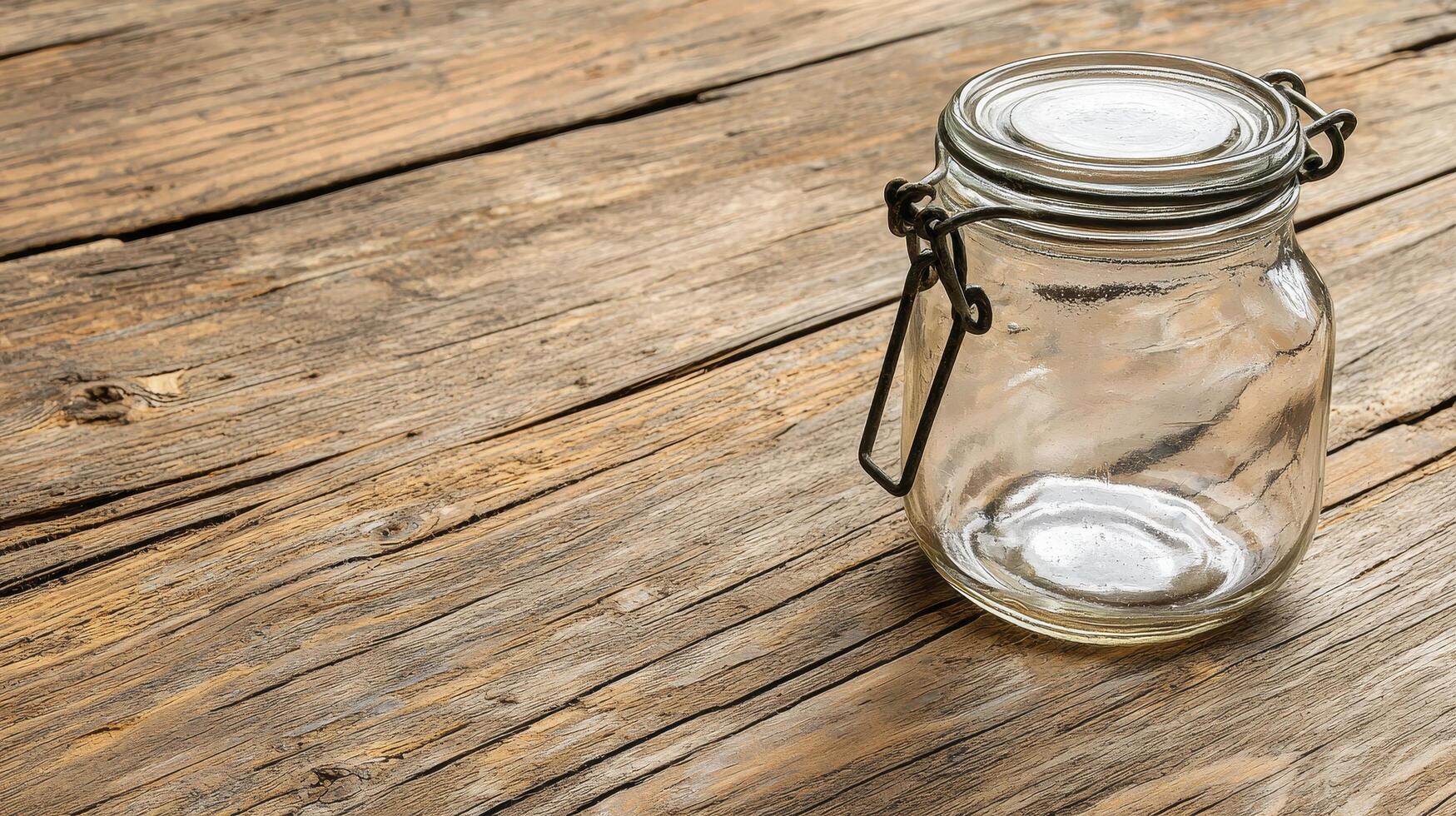 Rustic Charm Capturing the Essence of Vintage Empty Glass Jars on Weathered Wood, perfect for showcasing organic textures and vintage aesthetics Discover the timeless appeal of glass jars paired with photo