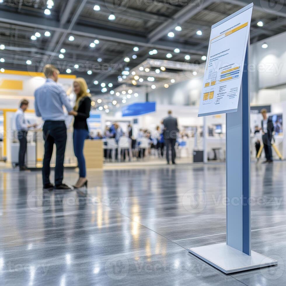 A bustling corporate event unfolds in a symphony of blurred motion, capturing the vibrant energy and dynamic interactions that define professional gatherings Attendees engage in animated photo
