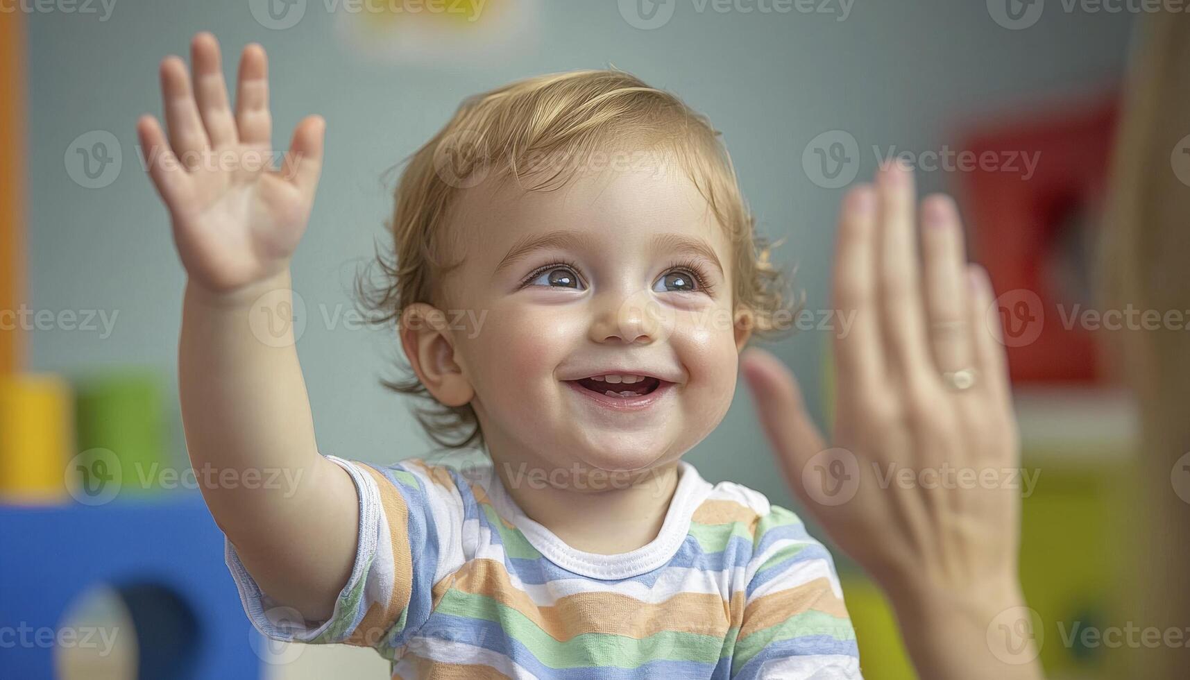 In a heartwarming display of camaraderie, a cheerful child joyfully extends a high-five towards a friendly pediatrician during a successful consultation The scene is filled with fun and a sense of photo