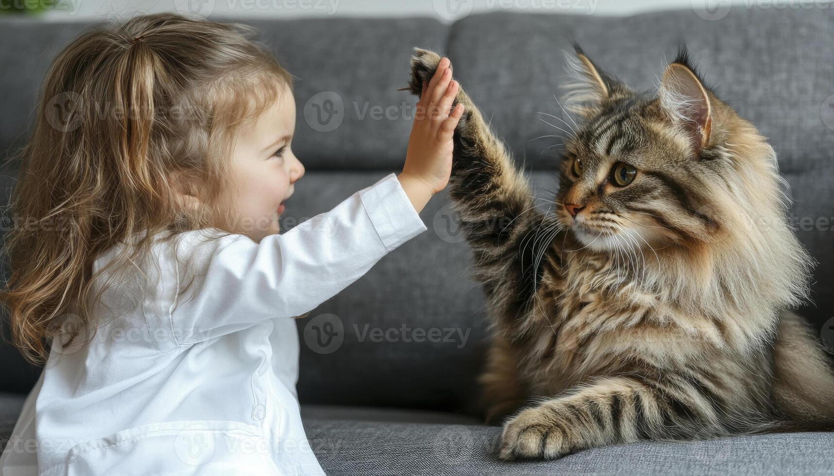 In a heartwarming scene, a caring doctor shares a celebratory high-five with a young patient, marking the successful completion of a routine check-up at the clinic This uplifting interaction photo